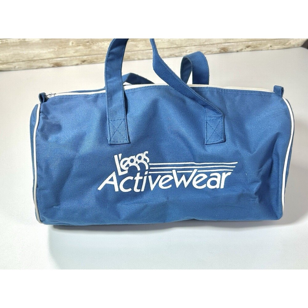 L’EGGS Activewear Vintage Blue Small Round Canvas Duffle Bag